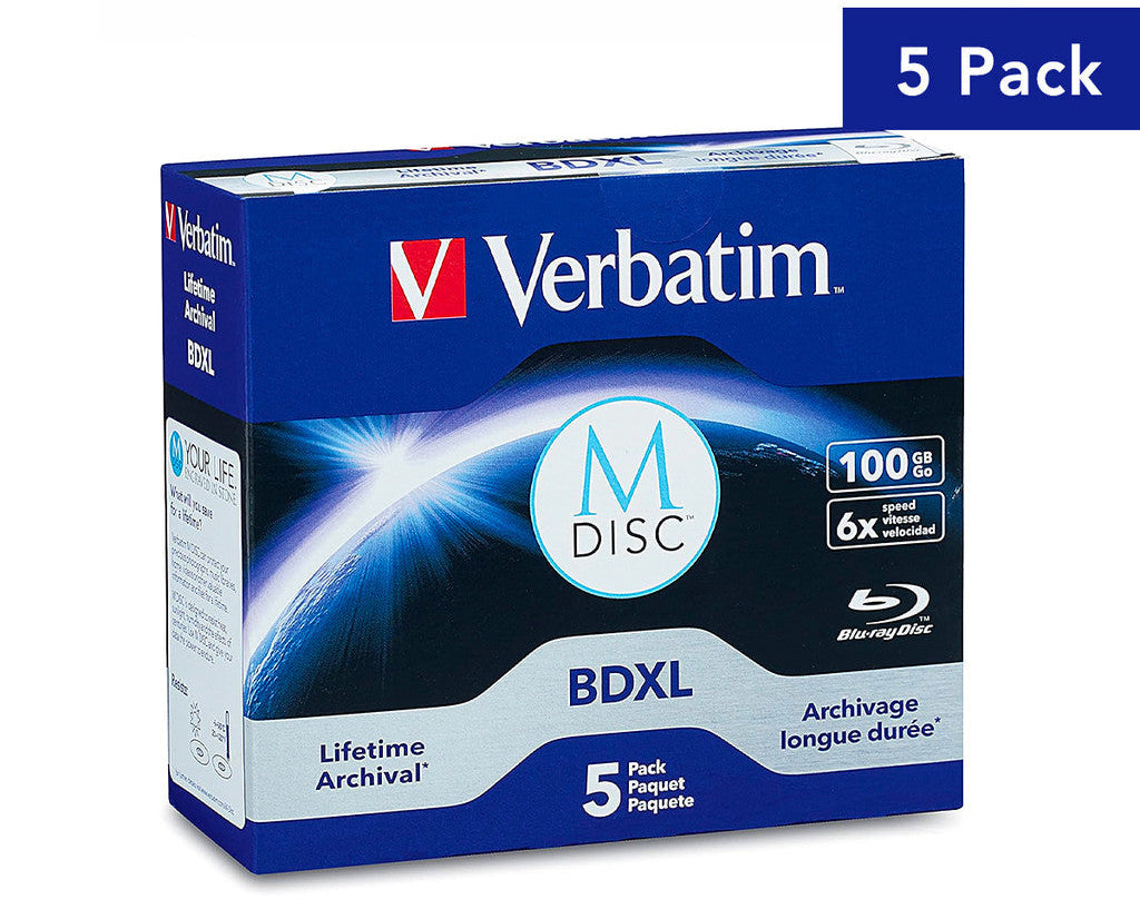 Verbatim M-Disc BDXL 100GB 6X [5pcs] | Archival Blu-ray Disc Long-Term Storage