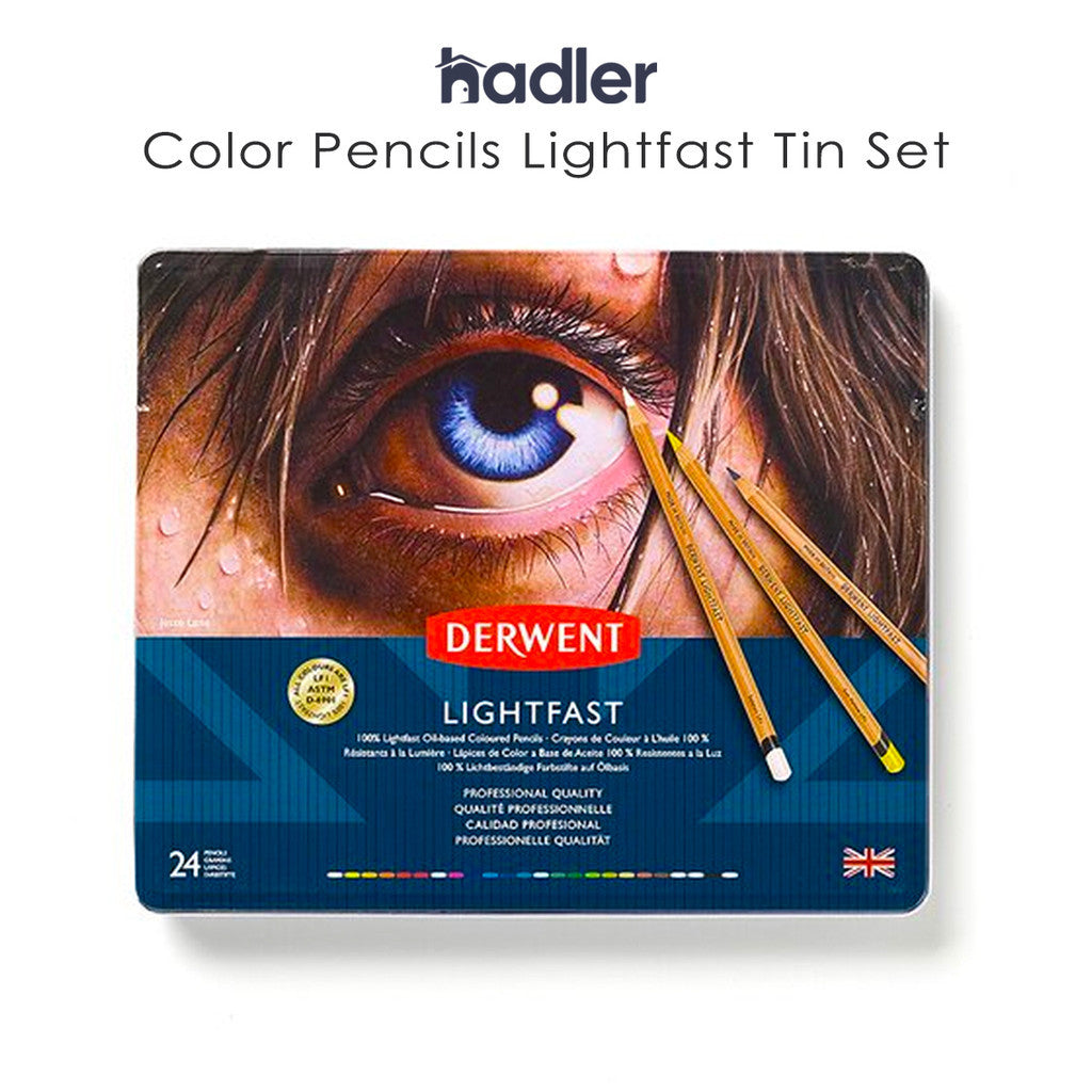Derwent Lightfast Colour Pencils Tin (24 Colours) – Oil-Based Artist Pencils