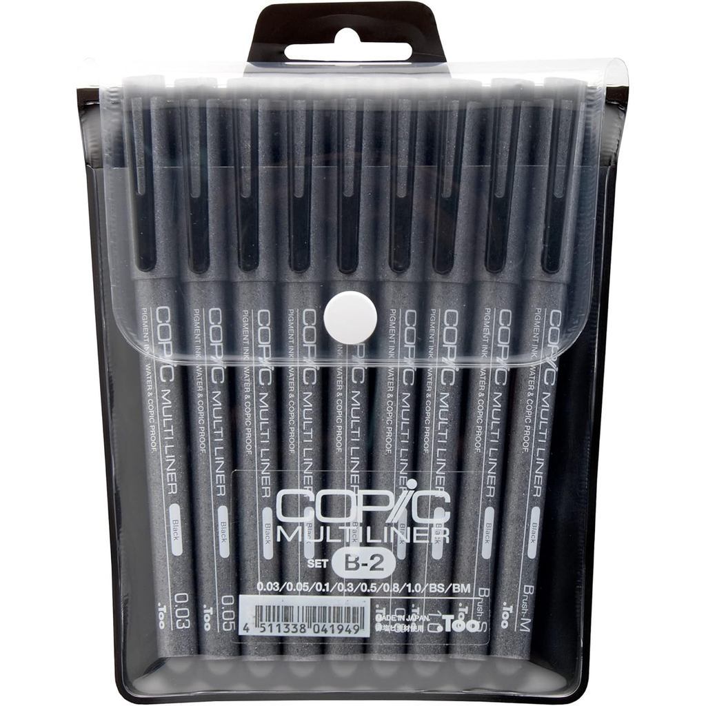 Copic Multiliner Pigment Ink Sets Black Waterproof Fineliner Pens 0.03–1.0mm [A2/B2]