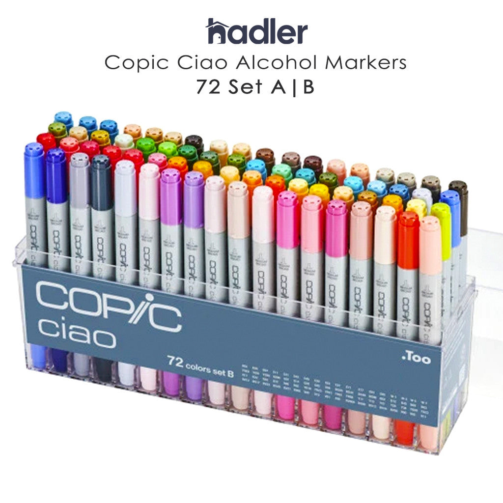 Copic Ciao 72pcs Marker Set Alcohol Dual Tip Brush Pens [Set A & B] Japanese Quality