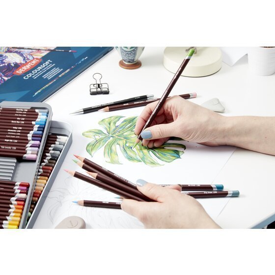 Derwent Coloursoft Colour Pencils Tin (12 Colours) Ultra Soft Core, Highly Blendable