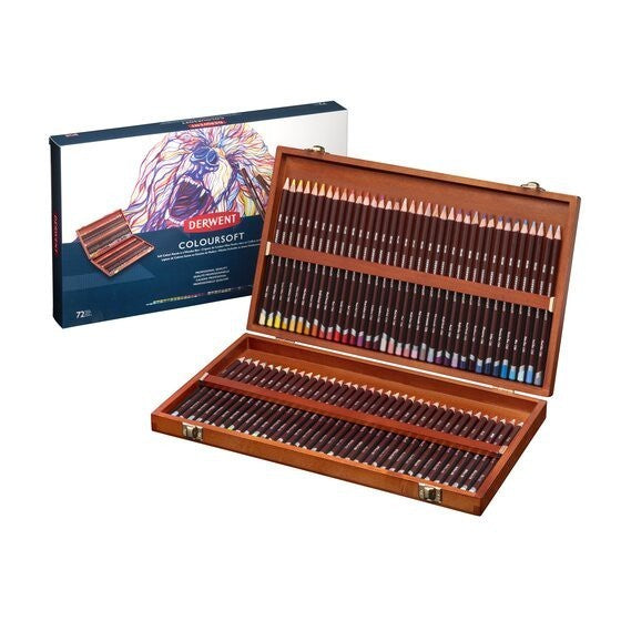 Derwent Coloursoft Colour Pencils Wooden Box (72 Colours) Ultra Soft Core & Blendable