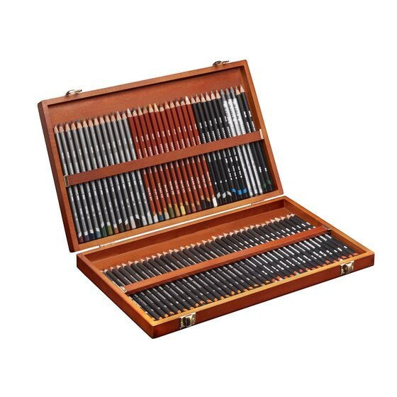 Derwent Sketching Collection Wooden Box – Complete Drawing Set Quality Gifting Professional