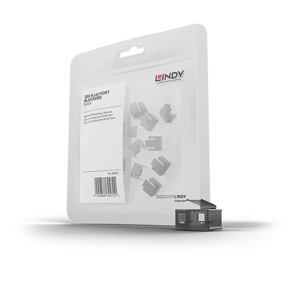 Lindy RJ45 Ethernet Port Blocker Black Kit 40470/40471/40630 LAN Network Lock