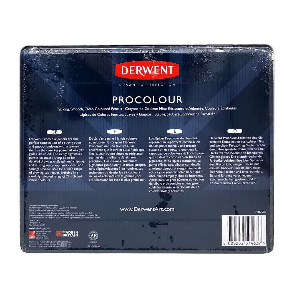 Derwent Procolour Colour Pencils Tin (24 Colours) Professional Wax-Oil Hybrid Pencils