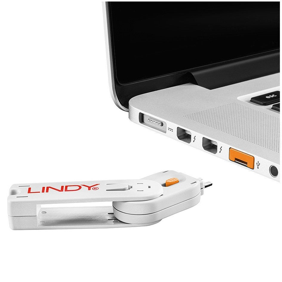 Lindy USB A Port Blocker Orange 40453 (4 Pack + 1 Key) USB Security Lock