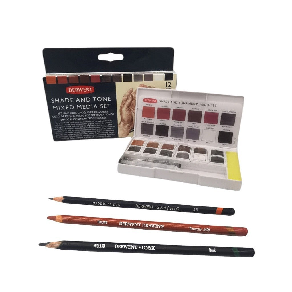 Derwent Shade & Tone Mixed Media Set 12pc - Paint Pans & Pencils