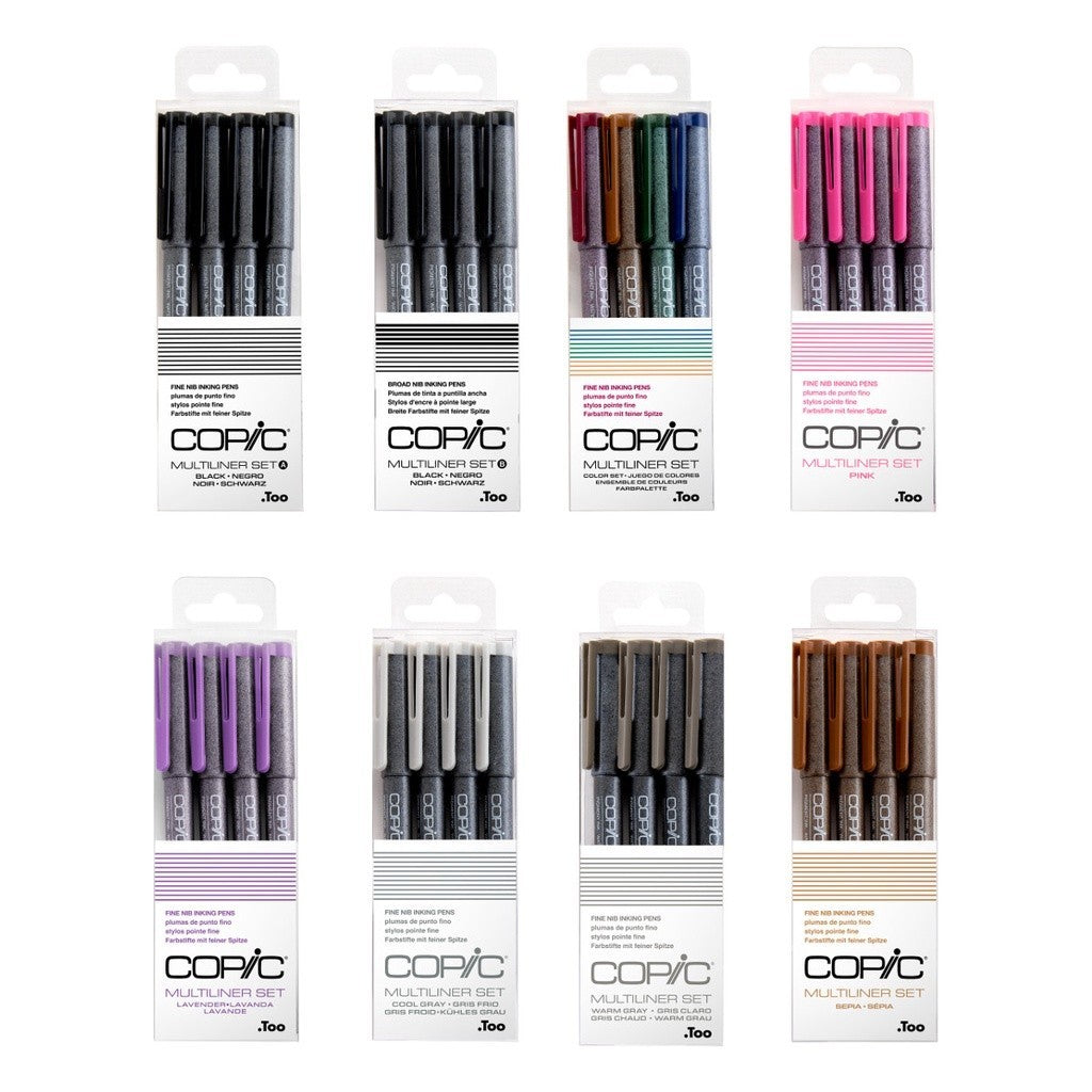 Copic Multiliner 4pc Fine Nib Set 0.03mm Colour Pens Pigment Ink Waterproof