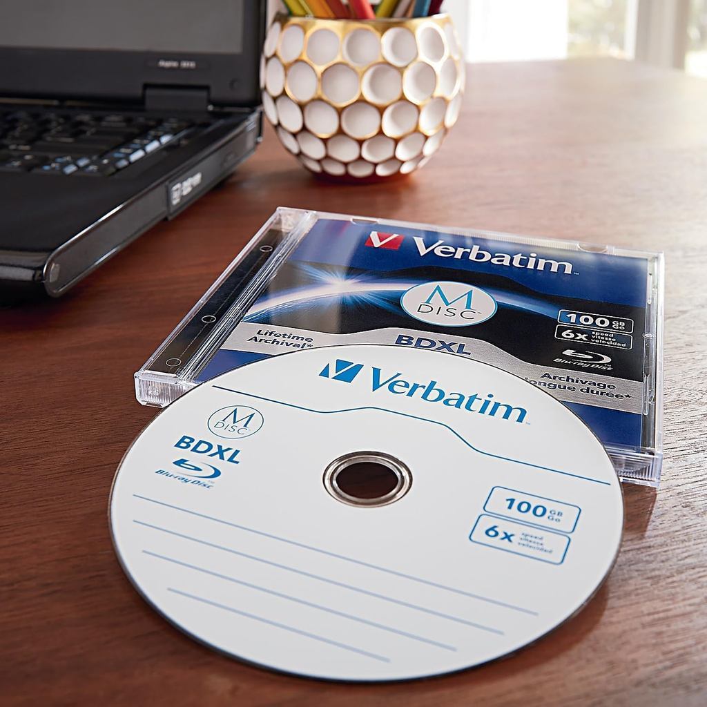 Verbatim M-Disc BDXL 100GB 6X [5pcs] | Archival Blu-ray Disc Long-Term Storage