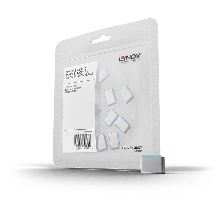 Lindy USB-C Port Blocker Blue 40466 (10 Pack) Thunderbolt 3 Security Lock