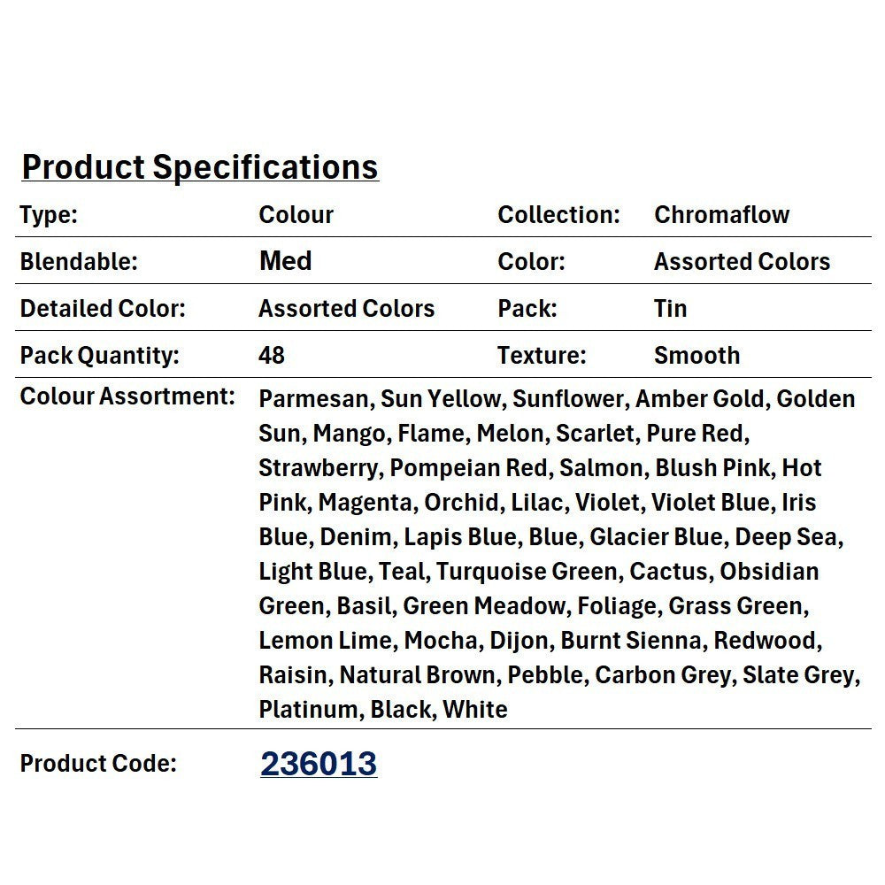 Derwent Chromaflow Colour Pencils Tin (48 Colours) Soft Core Highly Pigmented