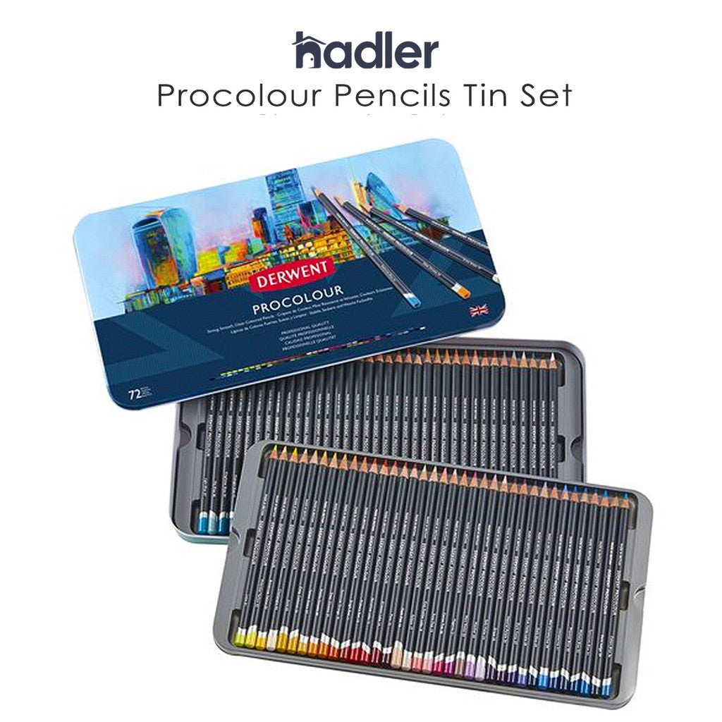 Derwent Procolour Colour Pencils Tin (72 Colours) Smooth Oil-Like Layer Easy Application