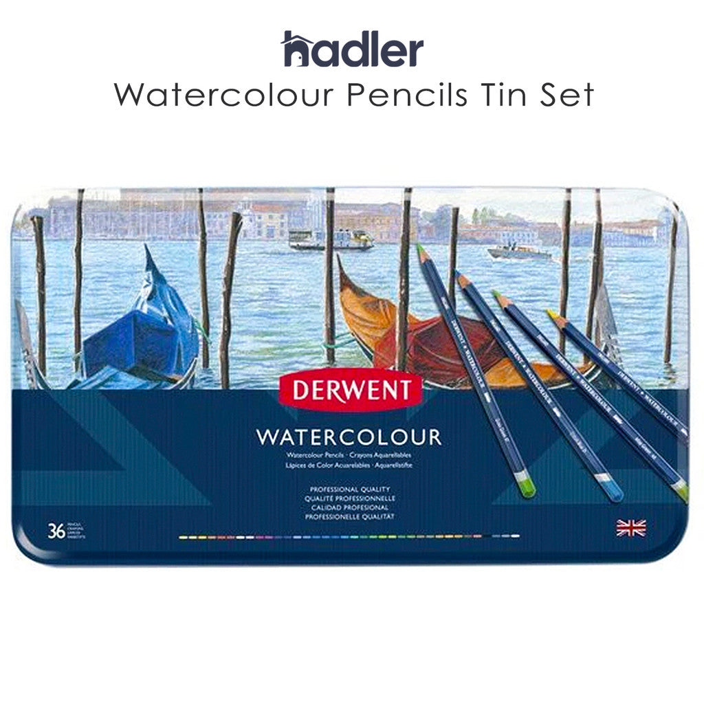 Derwent Watercolour Pencils Tin (36 Colours) – Water-Soluble Colour Pencils Portable