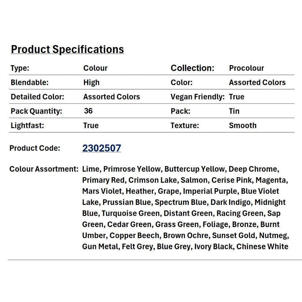 Derwent Procolour Colour Pencils Tin (36 Colours) – Smooth Oil-Like Laydown