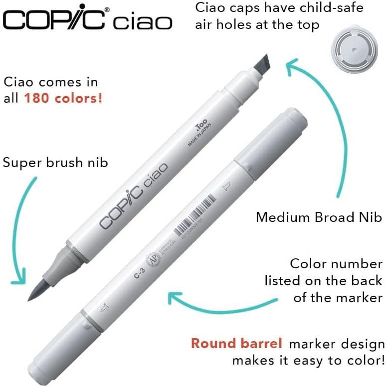Copic Ciao 72pcs Marker Set Alcohol Dual Tip Brush Pens [Set A & B] Japanese Quality