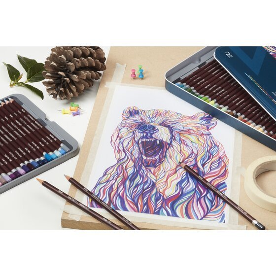 Derwent Coloursoft Colour Pencils Tin (24 Colours) – Bold Vibrant Pigments Beginner Set