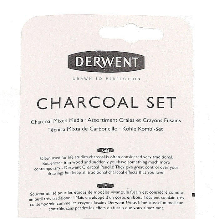 Derwent Charcoal Mixed Media Set Pencils, Blocks & Tools [9-Piece]