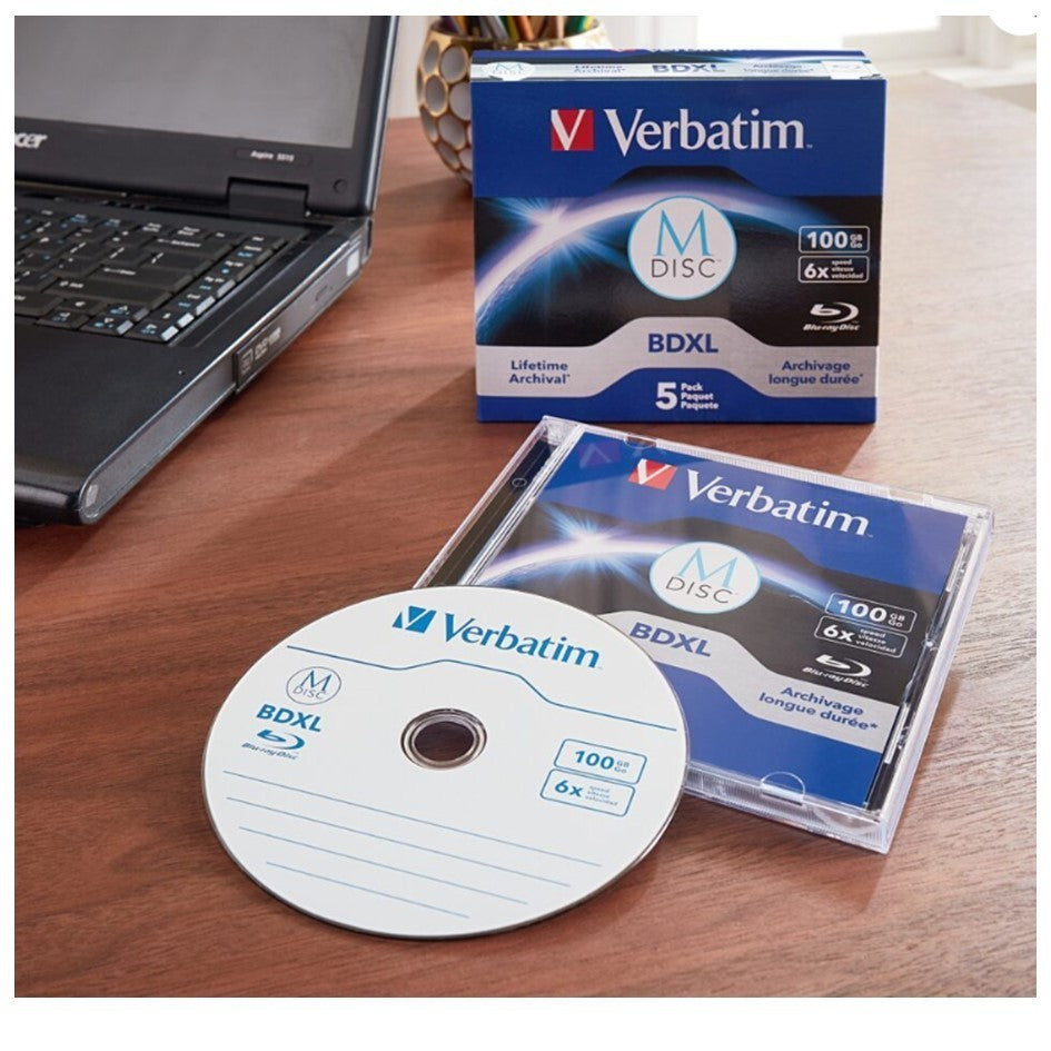 Verbatim M-Disc BDXL 100GB 6X [5pcs] | Archival Blu-ray Disc Long-Term Storage