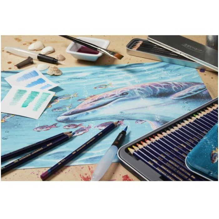 Derwent Inktense Colour Pencils Tin (72 Colours) Ink-Like Water-Soluble Pencils