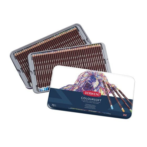 Derwent Coloursoft Colour Pencils Tin (72 Colours) Ultra Soft Core, Highly Blendable
