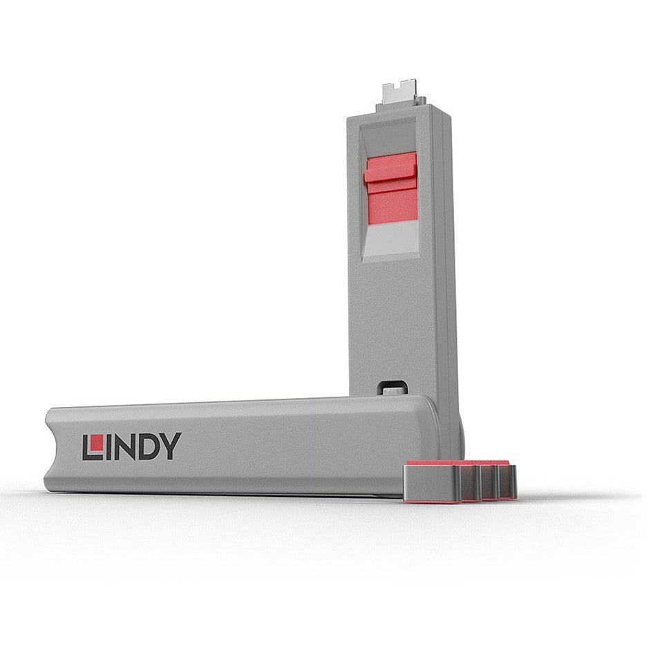Lindy USB-C Port Blocker Pink 40425 (4 Pack + 1 Key) Thunderbolt 3 Security Lock