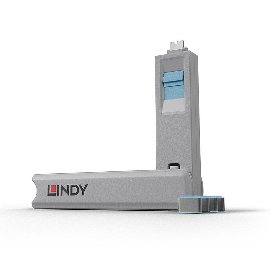 Lindy USB-C Port Blocker Blue 40465 (4 Pack + 1 Key) Thunderbolt 3 Security Lock