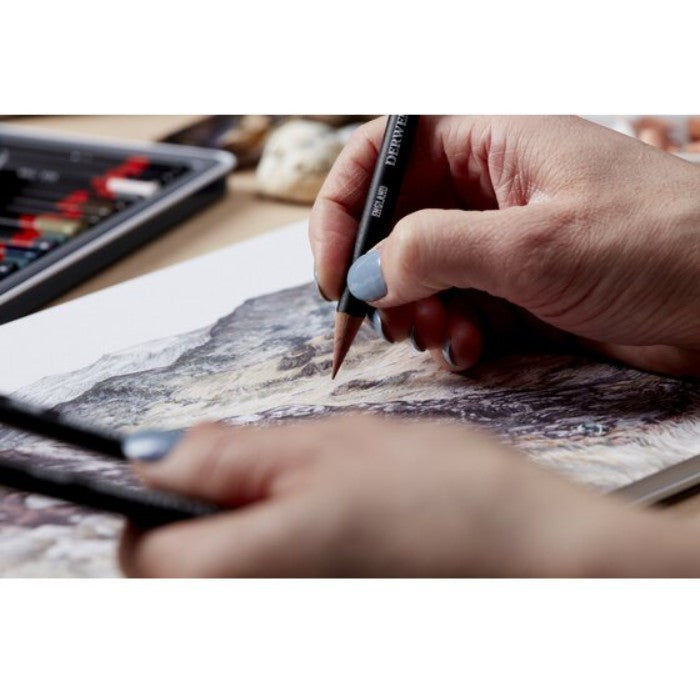 Derwent Tinted Charcoal Pencils Tin (12 Colours) Charcoal with Subtle Blendable Colour