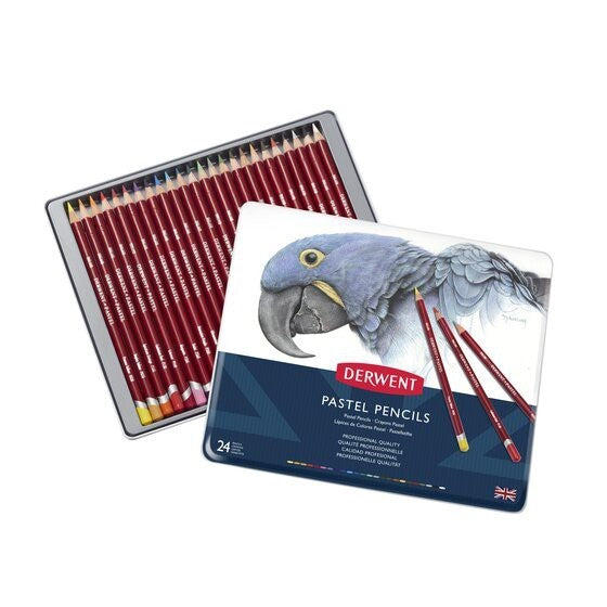 Derwent Pastel Colour Pencils Tin (24 Colours) Soft Blendable Pastel Pencils