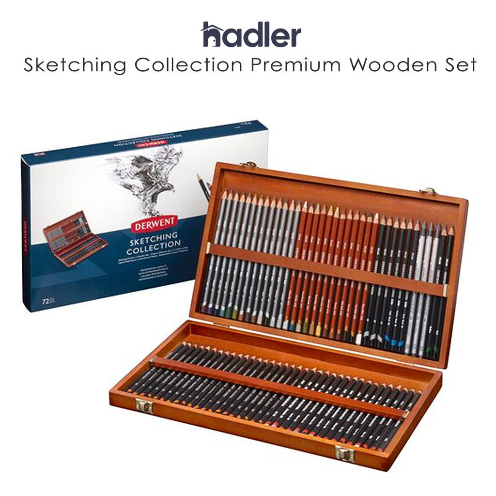 Derwent Sketching Collection Wooden Box – Complete Drawing Set Quality Gifting Professional