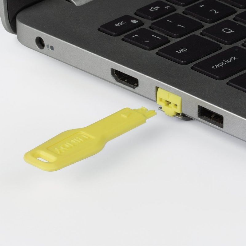 Lindy RJ45 Ethernet Port Blocker Yellow 40483 (20 Pack) LAN Network Security Lock