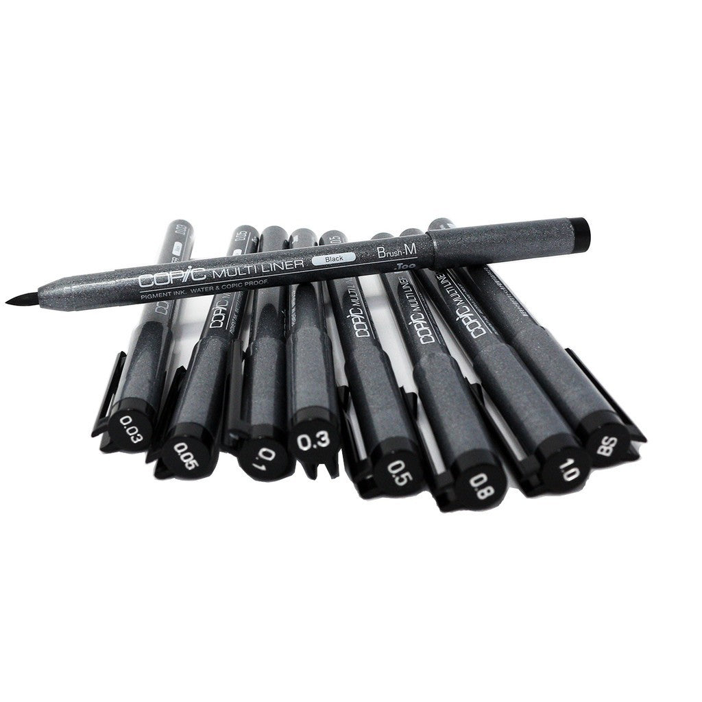Copic Multiliner Pigment Ink Sets Black Waterproof Fineliner Pens 0.03–1.0mm [A2/B2]