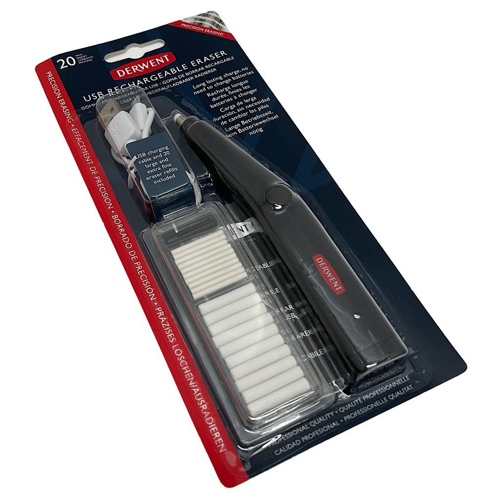 Derwent USB Rechargeable Electric Eraser [20 Refills] Precision Erasing