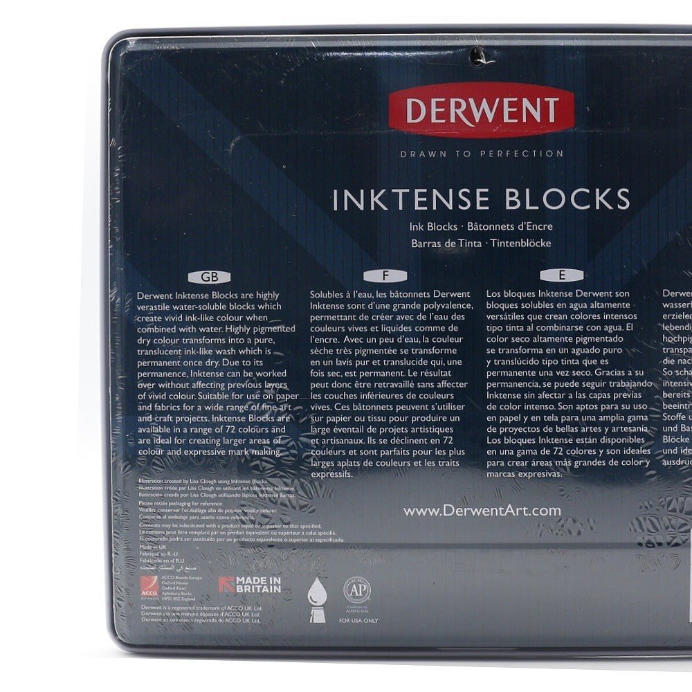 Derwent Inktense Blocks Tin (24 Colours) – Water-Soluble Ink Blocks Easy to Use