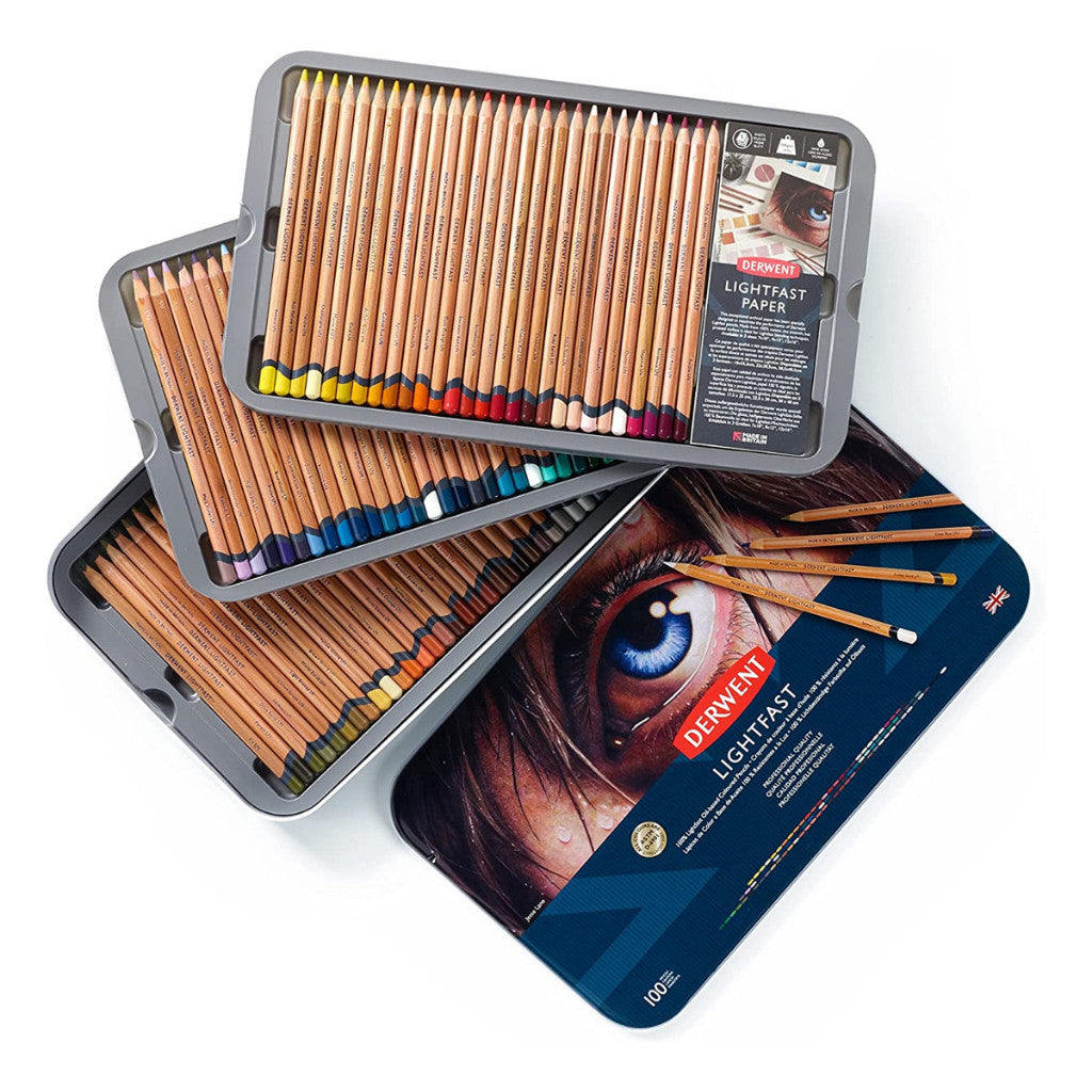 Derwent Lightfast Colour Pencils Tin (100 Colours) Professional Artist Grade