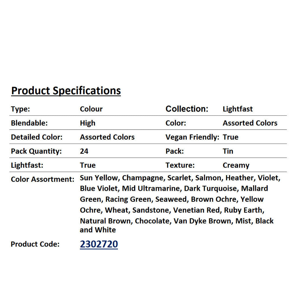 Derwent Lightfast Colour Pencils Tin (24 Colours) – Oil-Based Artist Pencils