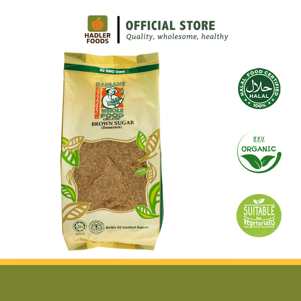 Radiant Whole Food Organic Brown Sugar 1kg | Unrefined Cane Sugar with Natural Molasses | Rich Aroma