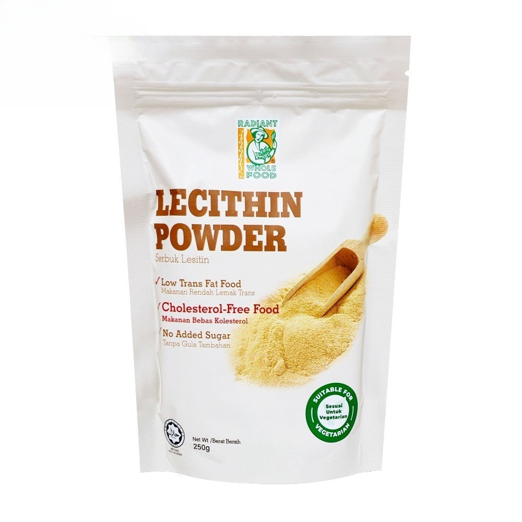 Radiant Whole Food Lecithin Powder 250g | Non-GMO Soy | Cholesterol Support, Brain Health