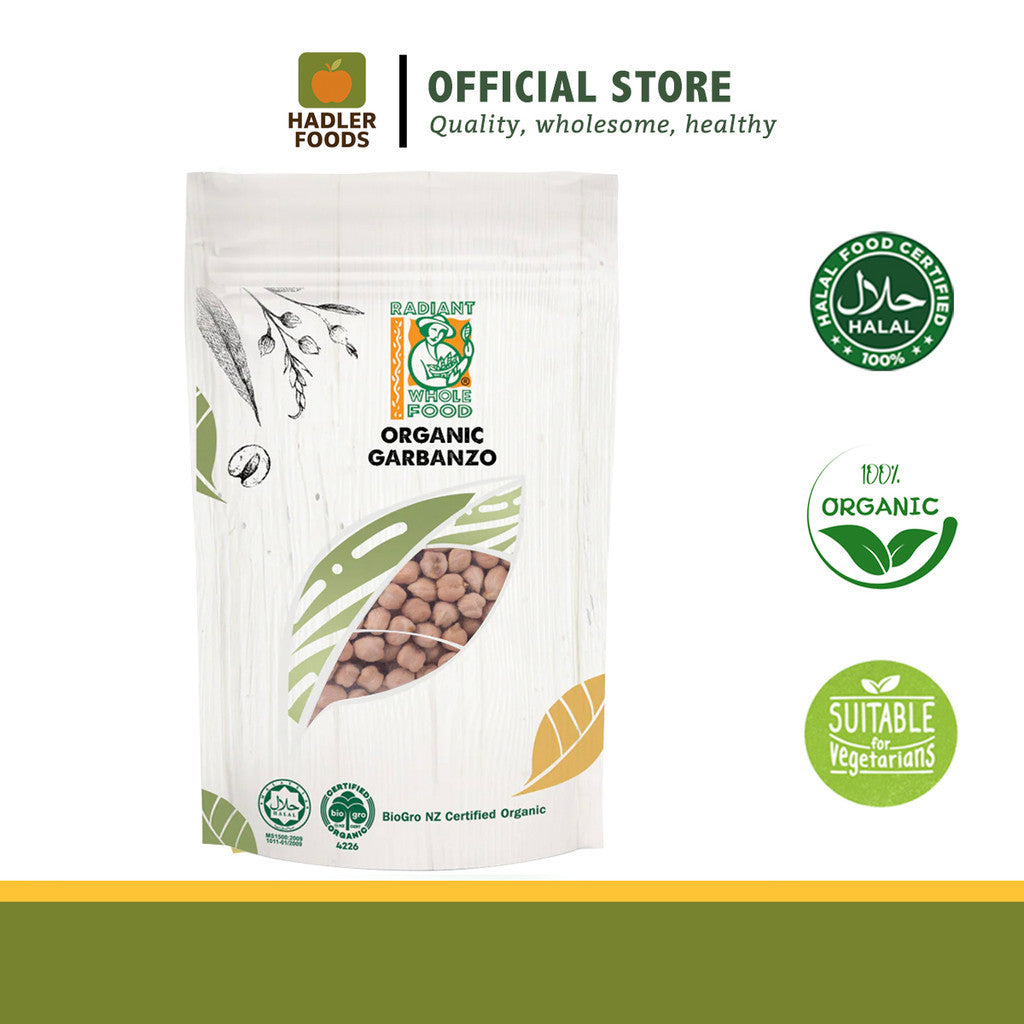 Radiant Whole Food Organic Garbanzo Beans 500g | Chickpeas | Non-GMO, Preservative-Free