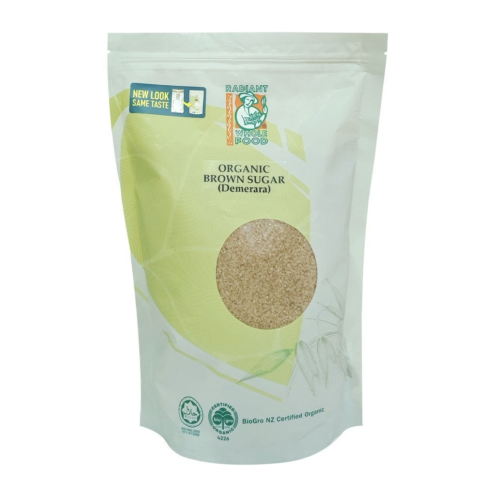 Radiant Whole Food Organic Brown Sugar 1kg | Unrefined Cane Sugar with Natural Molasses | Rich Aroma