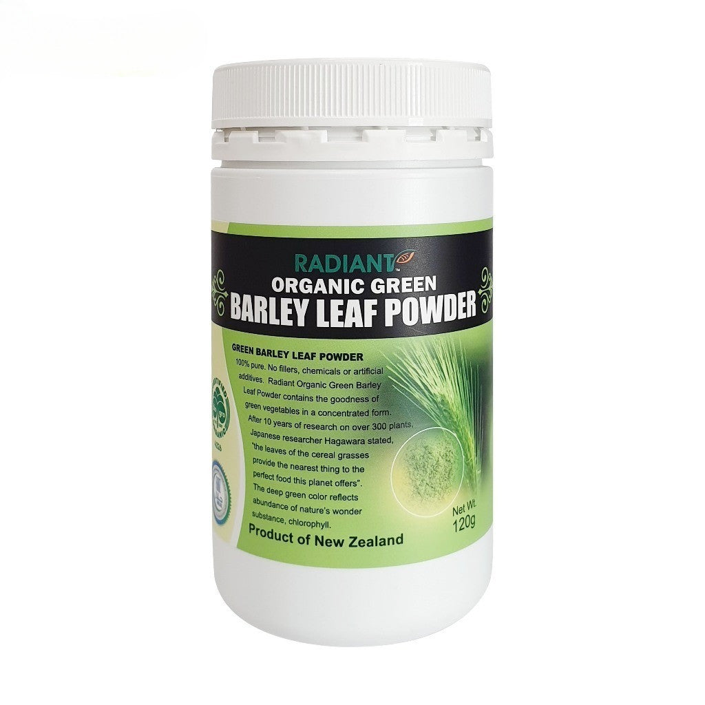 Radiant Whole Food Organic Green Barley Leaf Powder 120g | Superfood | Vitamins, Minerals