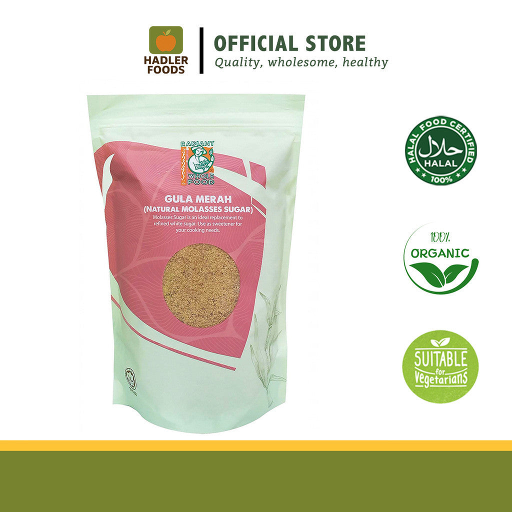 Radiant Whole Food Molasses Sugar 1kg | Rich Aromatic Natural Sweetener | Soft Moist Cane Sugar