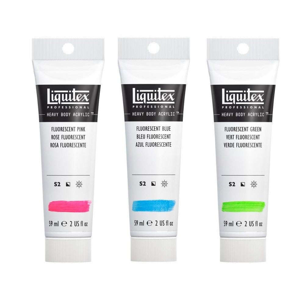 Liquitex Heavy Body Acrylic Fluorescent Set | 6 Colours x 59ml | High Viscosity Pro Paint