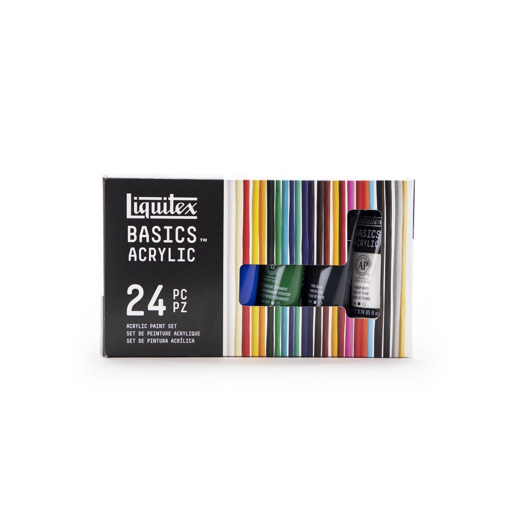 Liquitex Basics Acrylic Paint Set [24×22ml] | Student-Grade, Lightfast Pigments, Multi-Surface