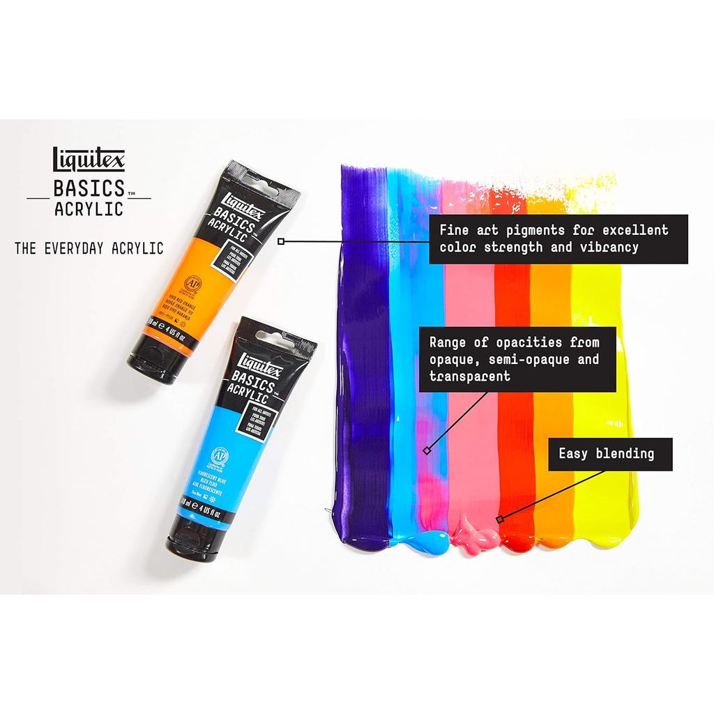 Liquitex Basics Acrylic Paint Set [5×118ml] | Primary Colours, Student-Grade, Lightfast Pigments