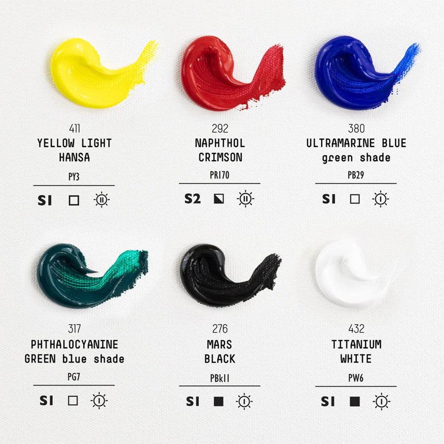 Liquitex Heavy Body Acrylic Classic Set | 6 Colors x 59ml | Professional High-Viscosity Artist Paint