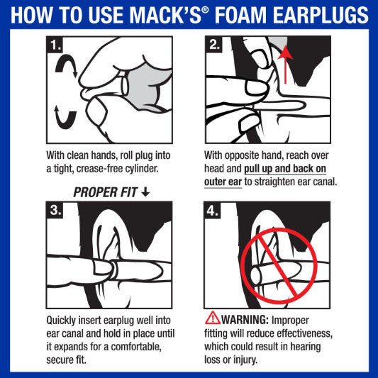 Mack’s Original Soft Foam Earplugs [50 Pairs] – 33dB NRR Premium Comfort for Sleep, Travel