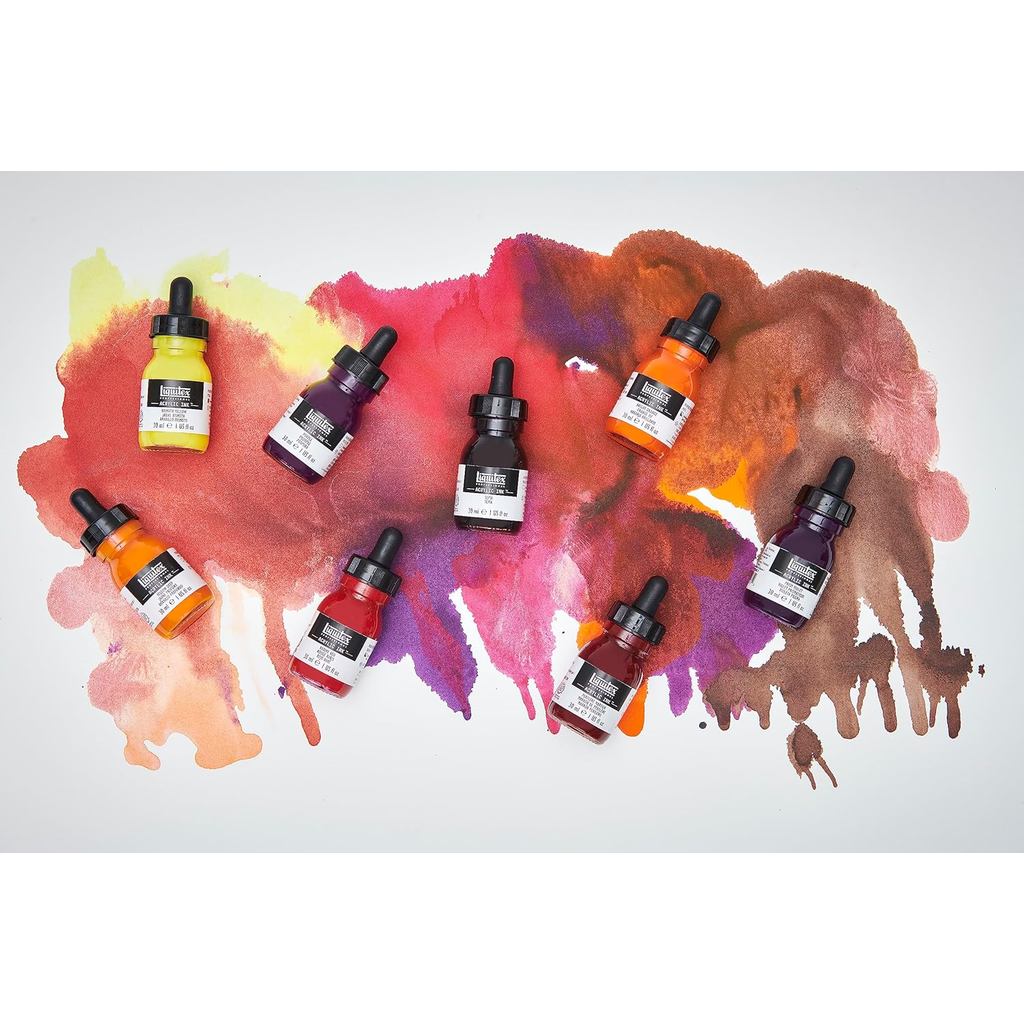 Liquitex Acrylic Ink Essentials Set | 6 Colors x 30ml | Ultra-Fluid, Lightfast, Permanent Artist Ink