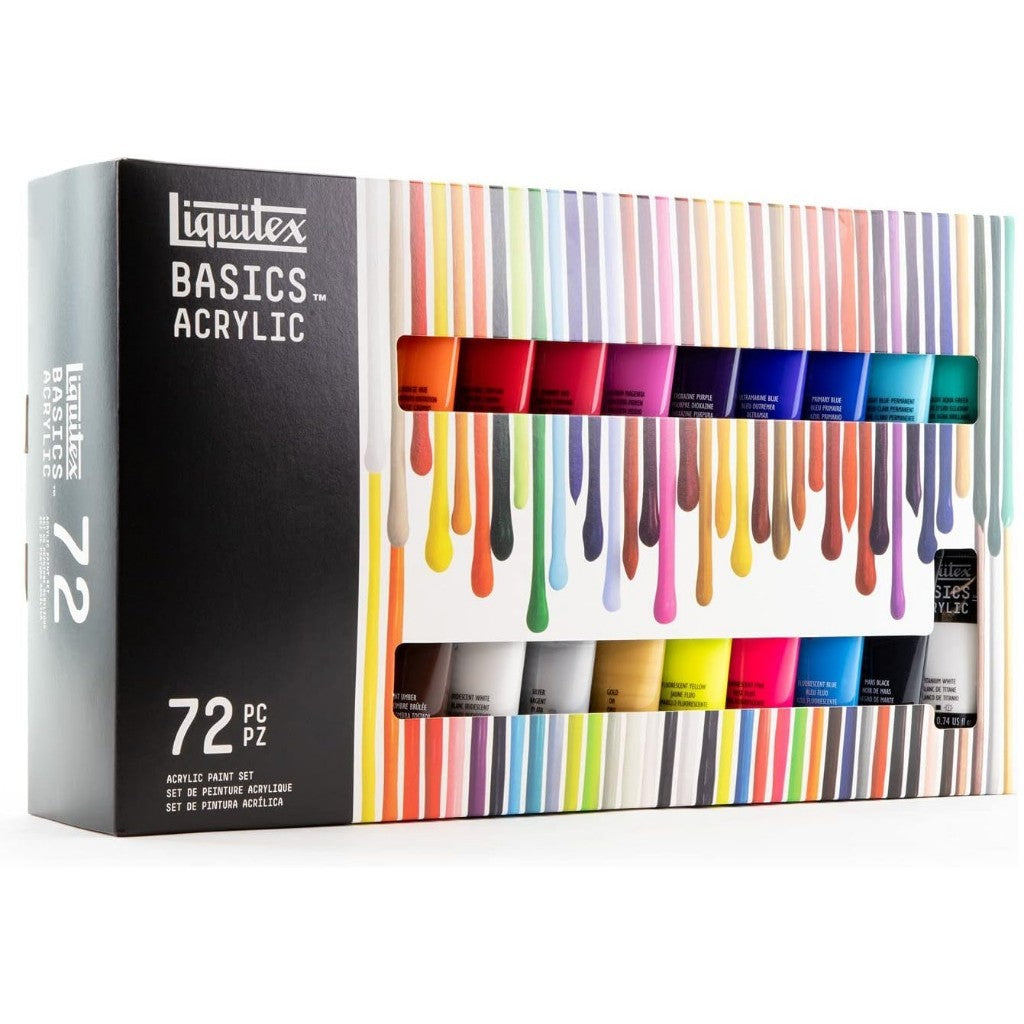Liquitex Basics Acrylic Paint Set 72 Colours x 22ml | Artist-Grade Pigments | Beginners Painting Set