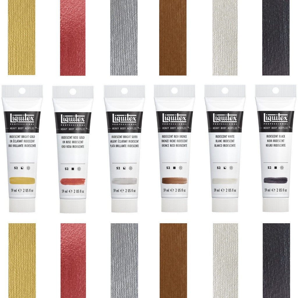 Liquitex Heavy Body Iridescent Set | 6 Colours x 59ml | Professional Acrylic Paint | Metallic Effect