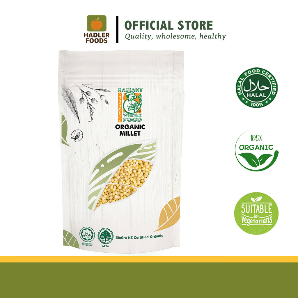 Radiant Whole Food Organic Millet 500g | Non-Glutinous, Gluten-Free | High Fiber Rice Alternative